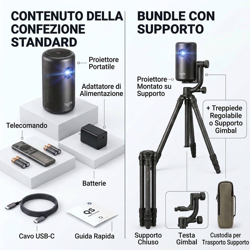 Mini proiettore Full HD portatile con Google TV, Chromecast, autofocus e HDMI 2.1