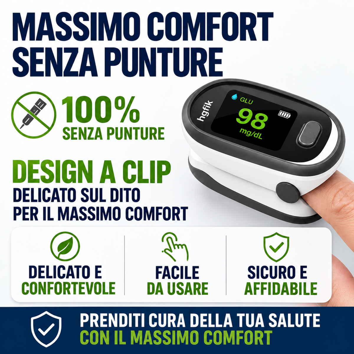 L-X1.36 Misuratore di glicemia non invasivo con clip da dito